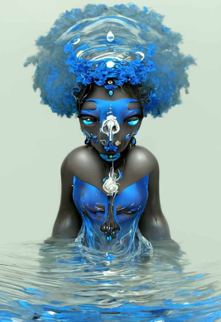 Blue Water Voodoo Woman in Photorealistic Style