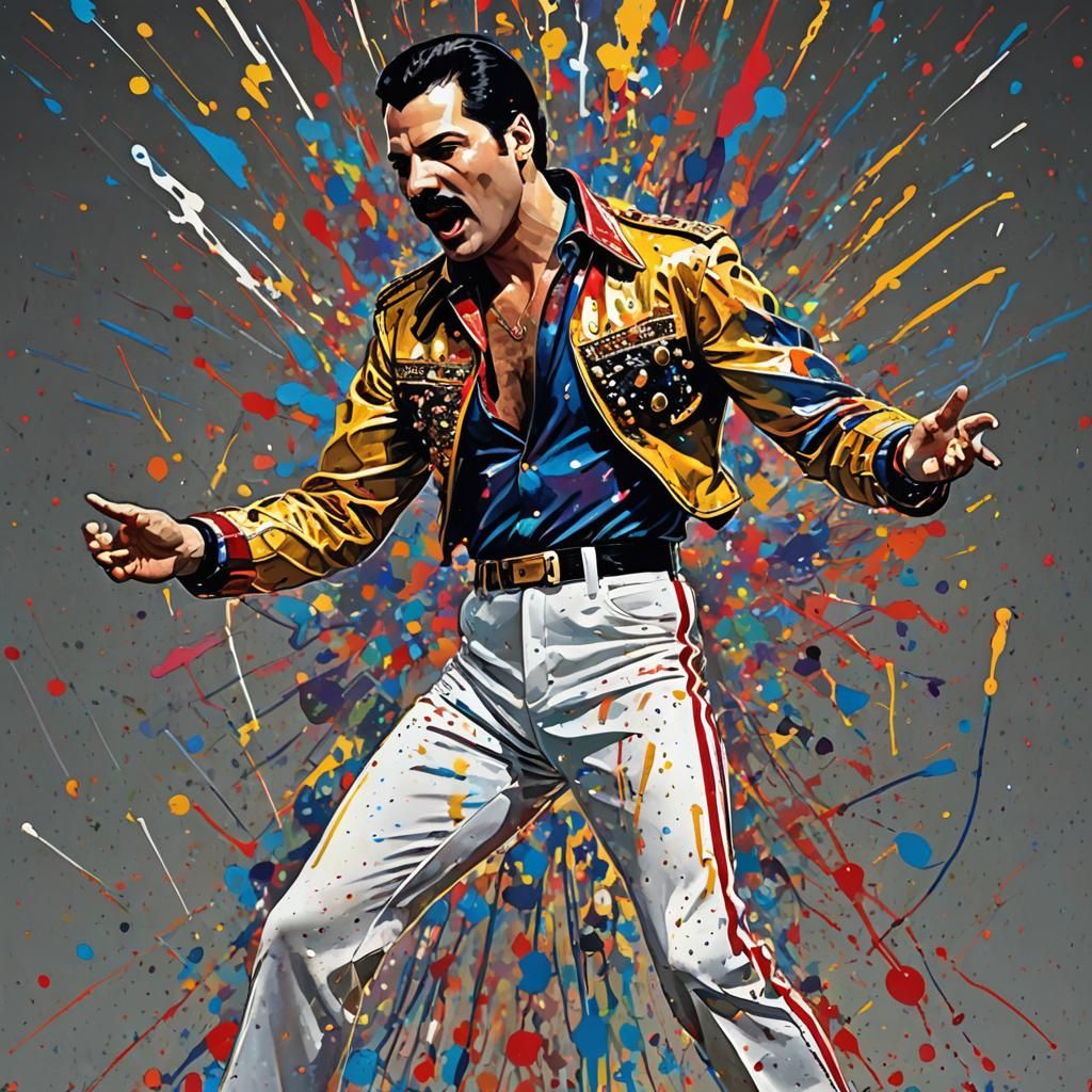 Freddie Mercury Splash Art Portrait