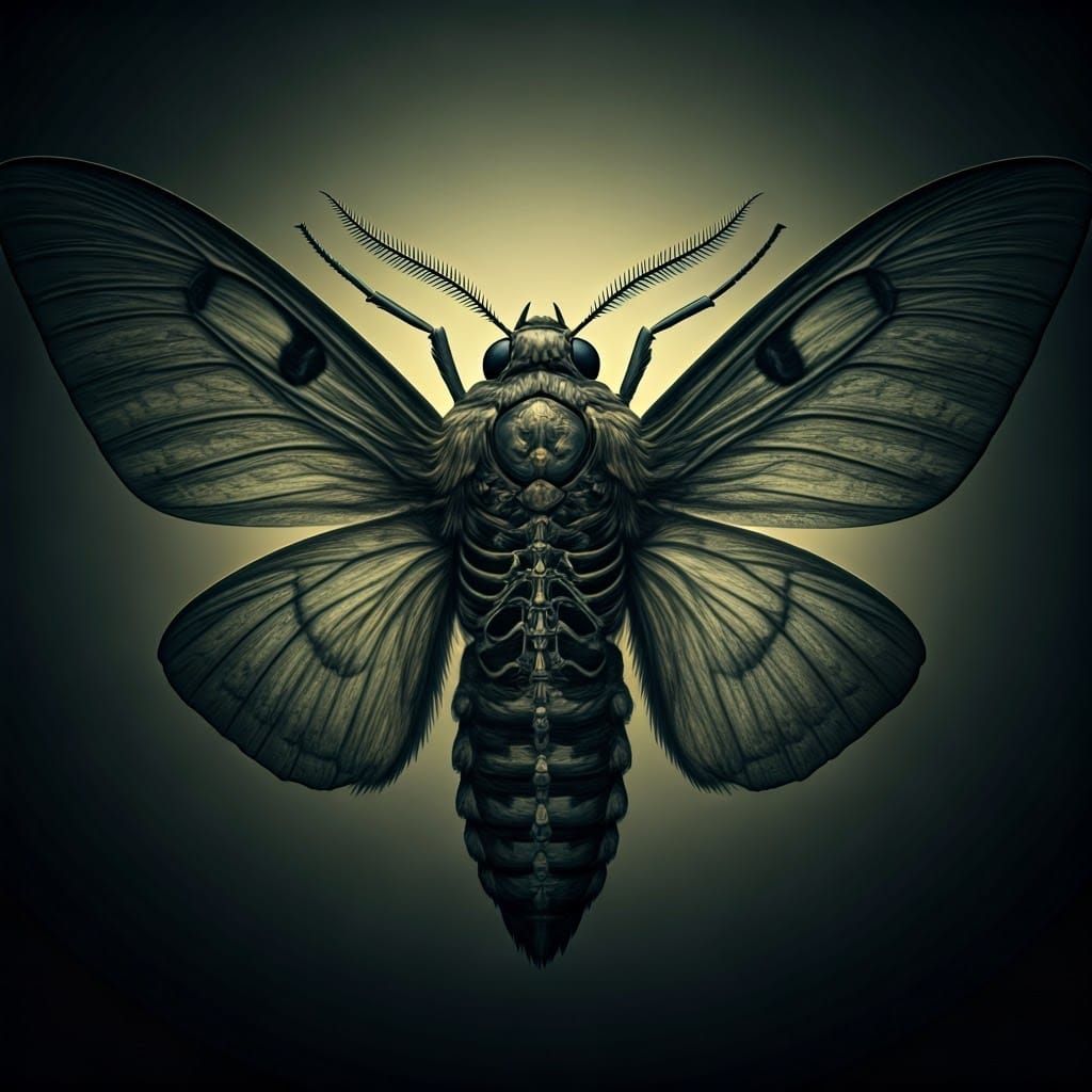 Surrealist Deathhead Moth in Eerie, Mystical Hues