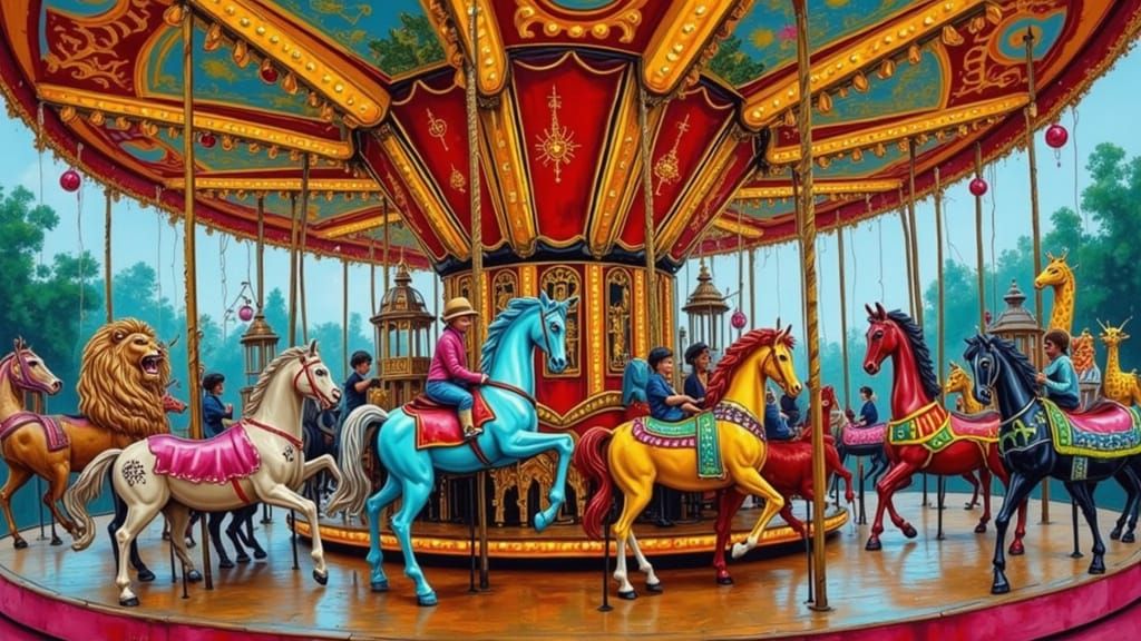 Imagine an antique carousel