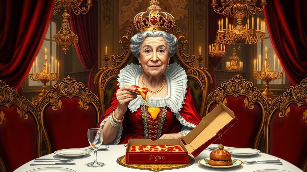 Queen of England Enjoys Pizza in Royal Setting