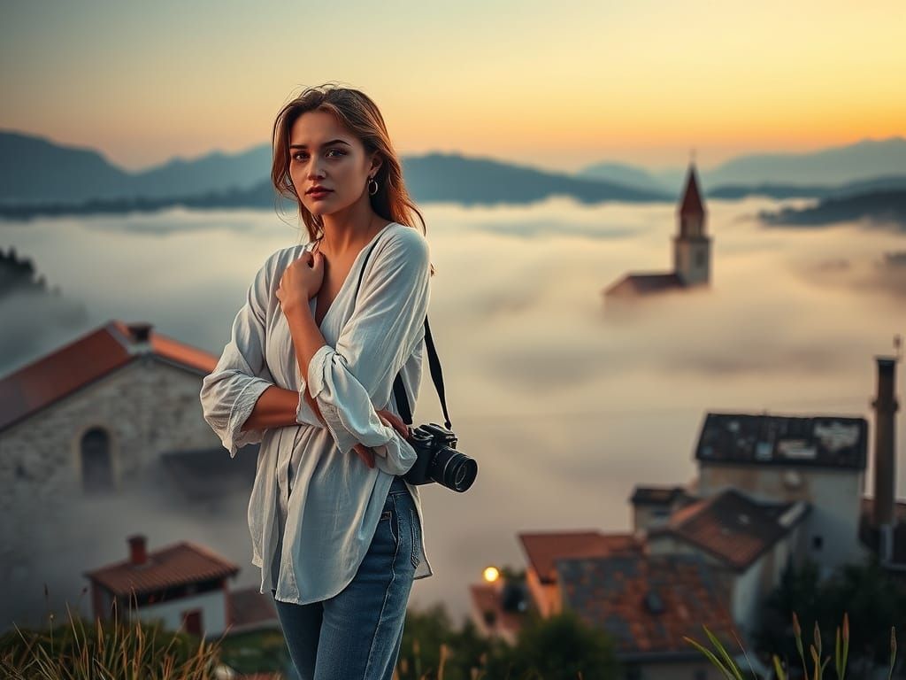 Dreamy Balkan Village Scene in Soft Focus