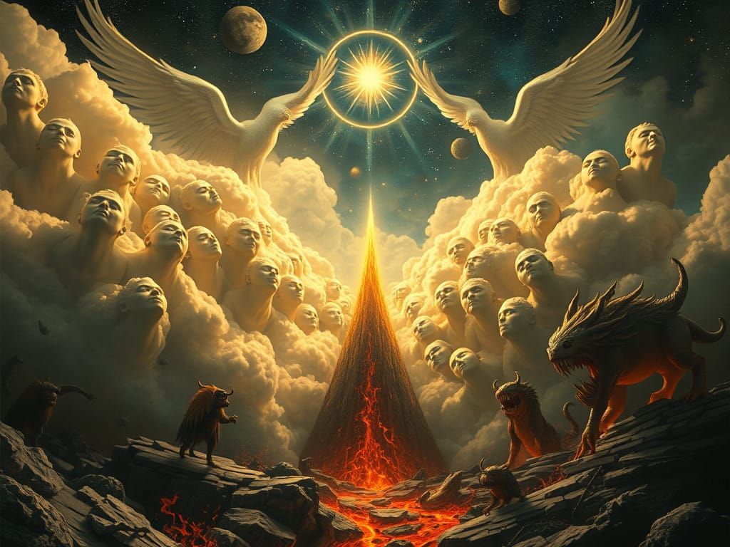 Surreal Celestial Realm Transforms into a Nightmarish Abyss