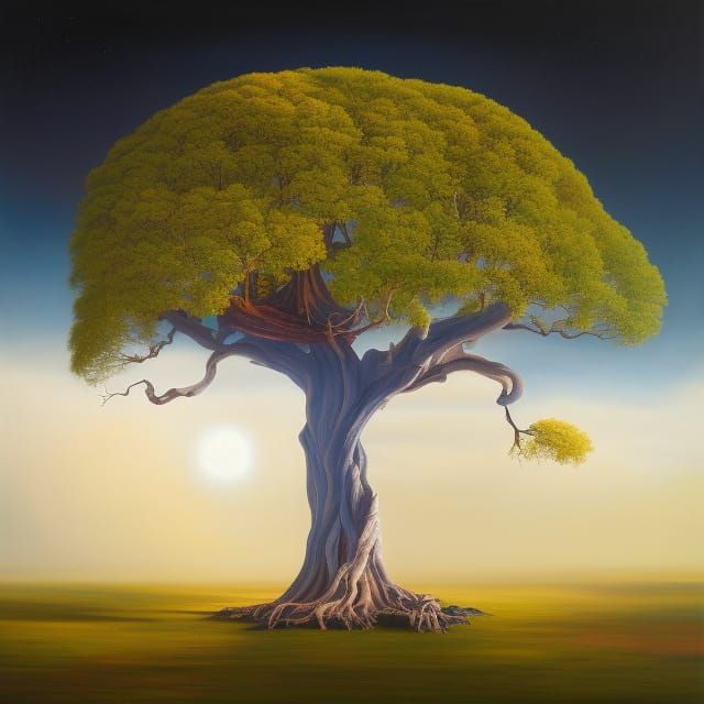 Dreamy Baobab Tree Portrait in Surreal Fantasy Style