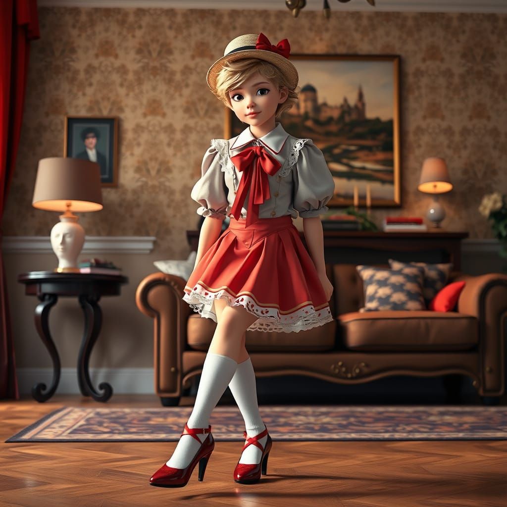 Confident Gentleman in Lavish Attire, Mastering High Heels