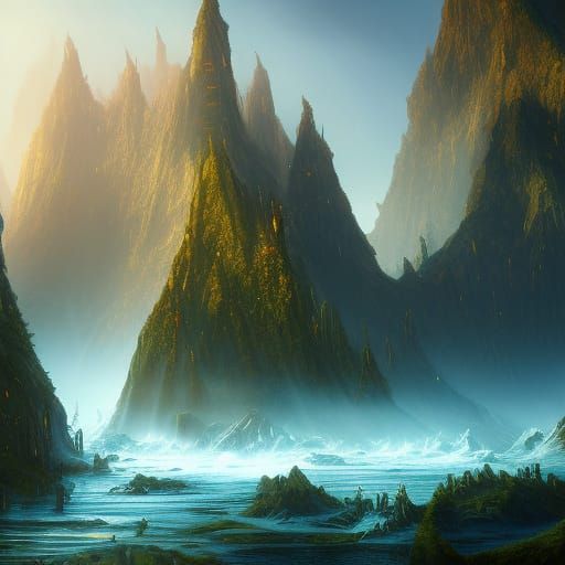 Fantastical Water Matte Painting in Deep Color