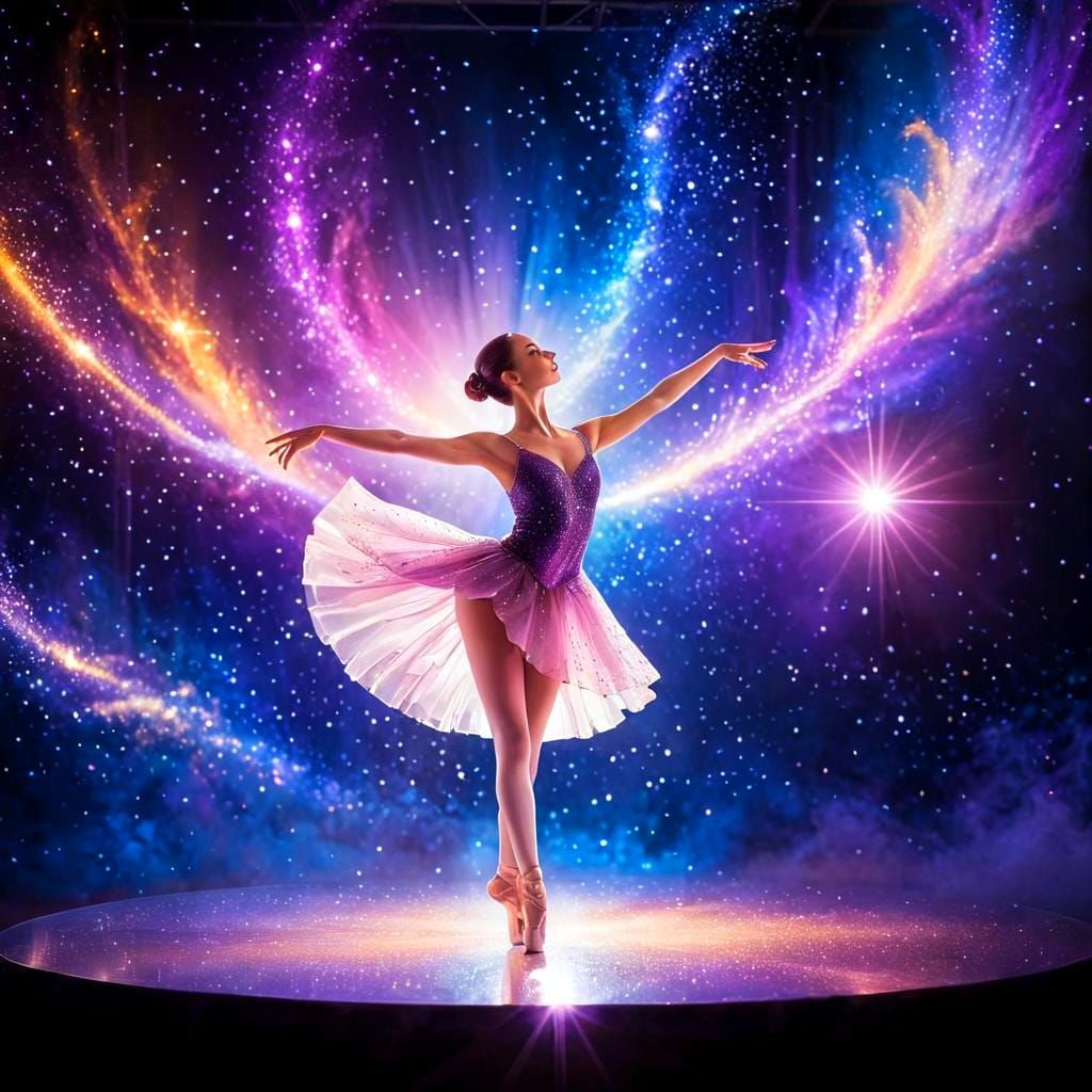 Ballet Dancer in a Sparkling Cosmic Show
