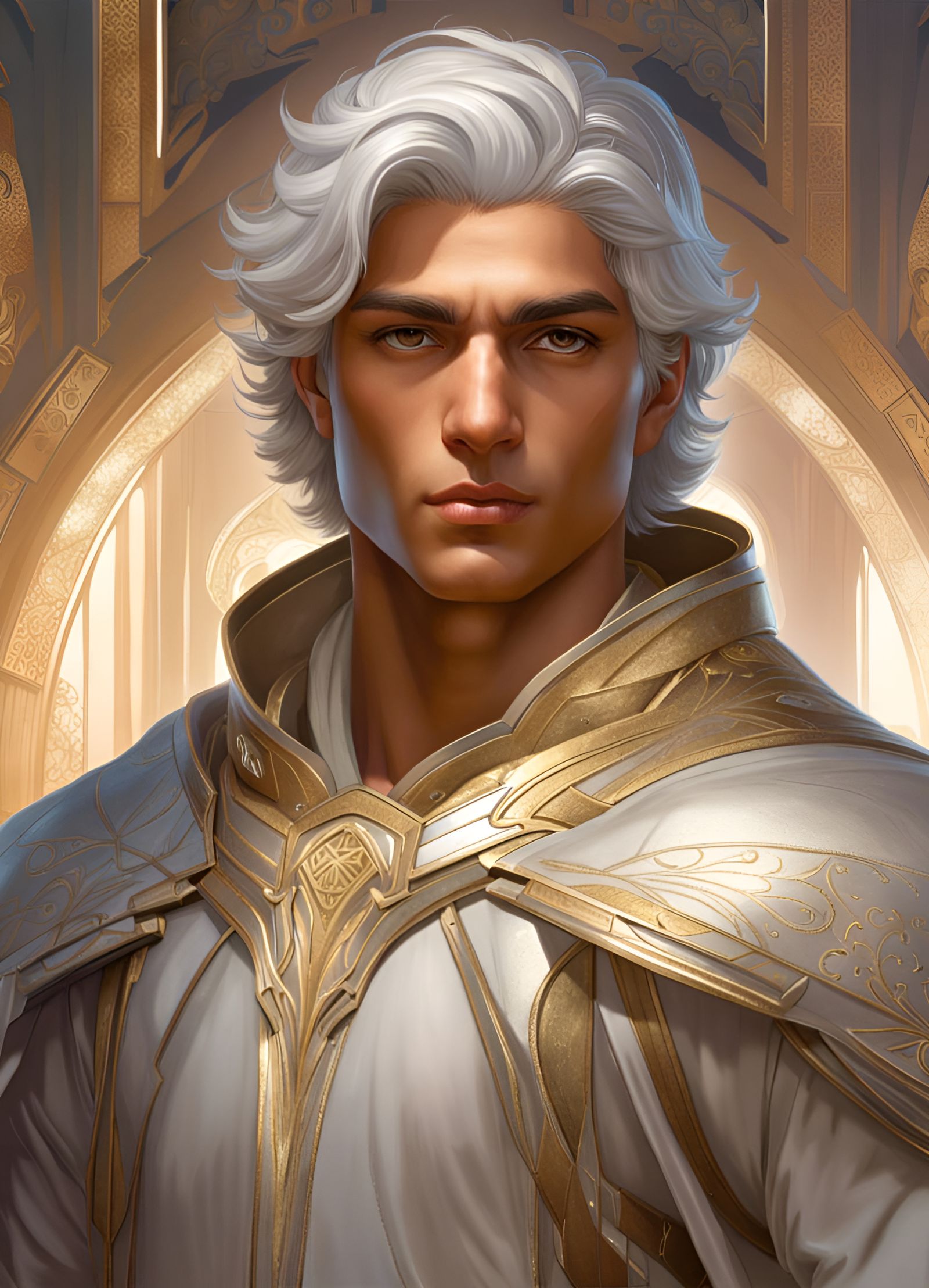 Middle Eastern Paladin Portrait in Hyperdetailed Style