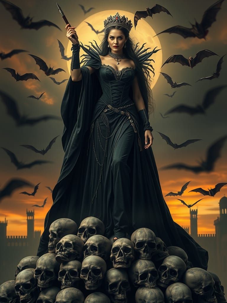Vampire Queen on Skull Throne in Twilight