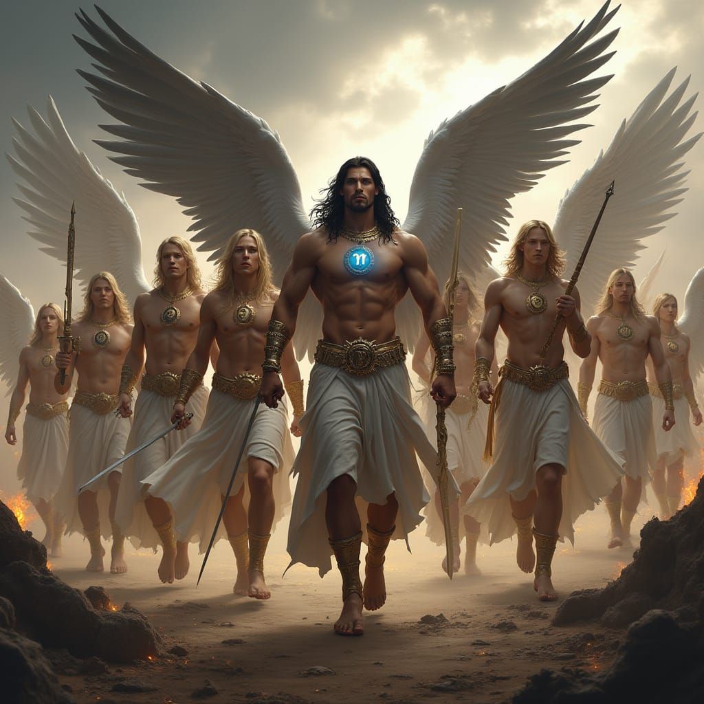 Warrior Angels Battle in Prehistoric Realm