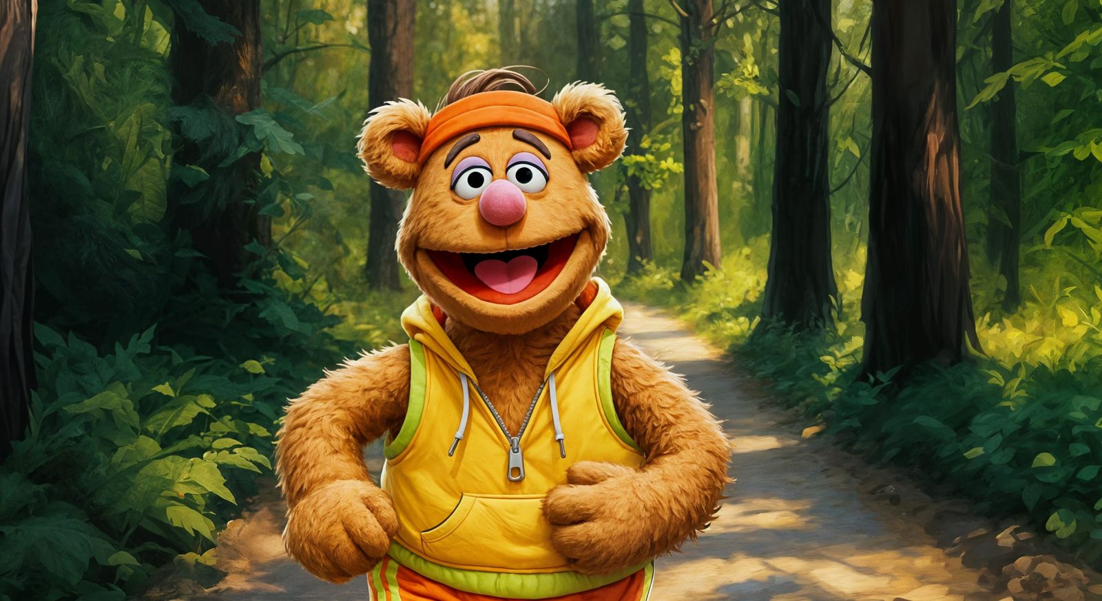 Fozzie Bear Enjoying a Sunny Day Stroll