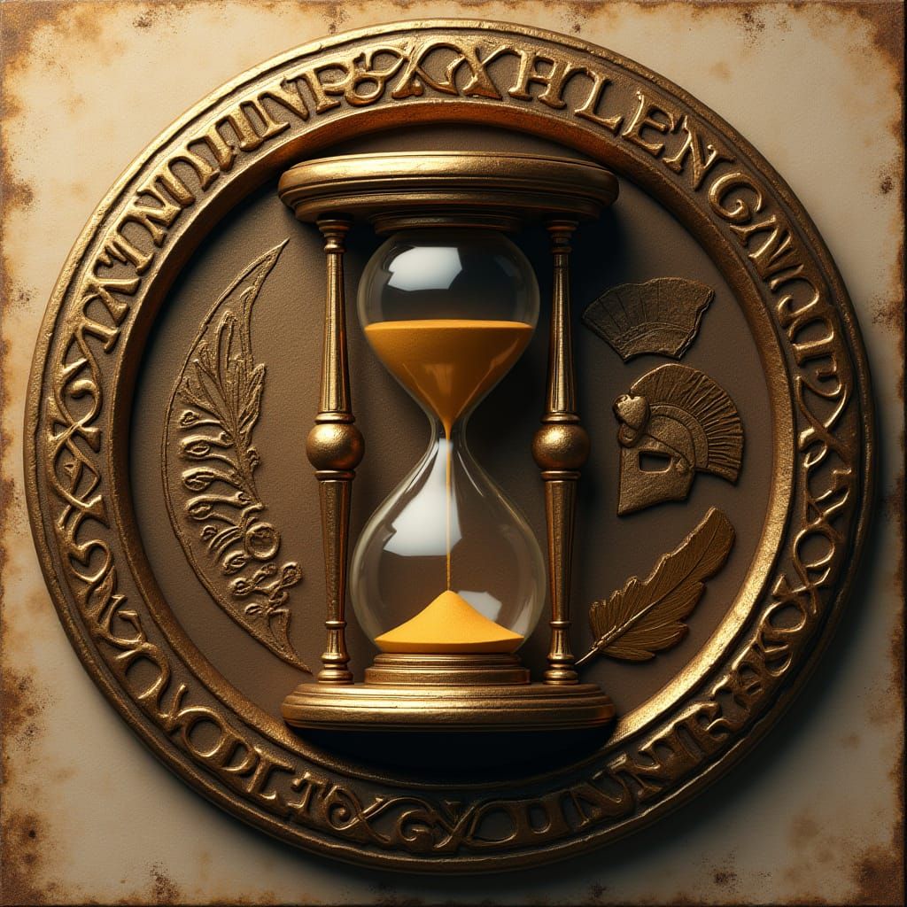 Cinematic Bronze Logo with Golden Hourglass and Celtic Knotw...