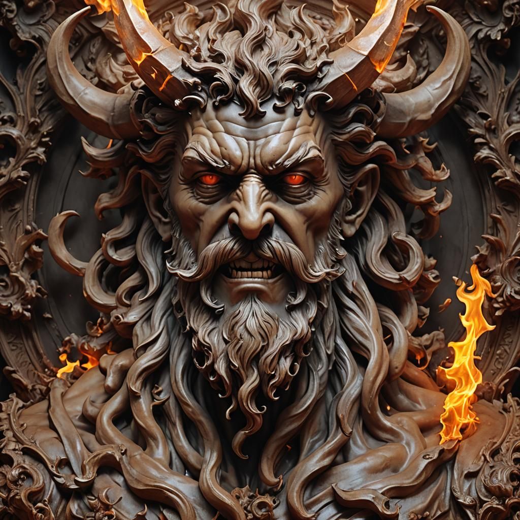Infernal Satan Sculpture in Michelangelo Style