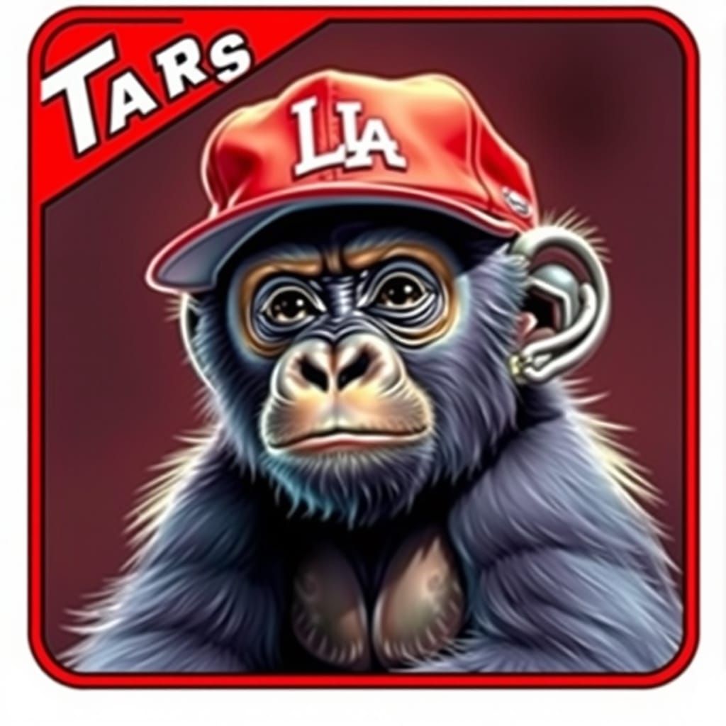 Baby Gorilla Topps Baseball Card in Digital Painting Style