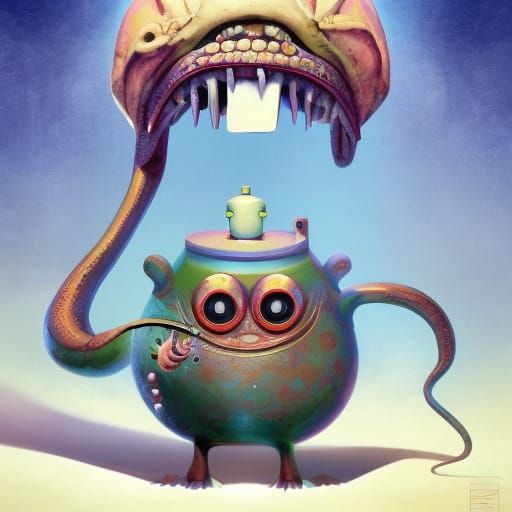 Wisdom Ben-Day teapot foot Gollem train