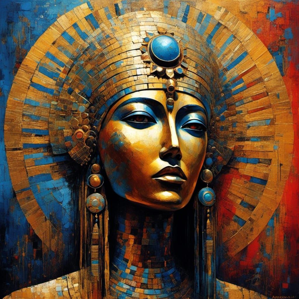 Eerie Portrait of Anunnaki Deity in Oils