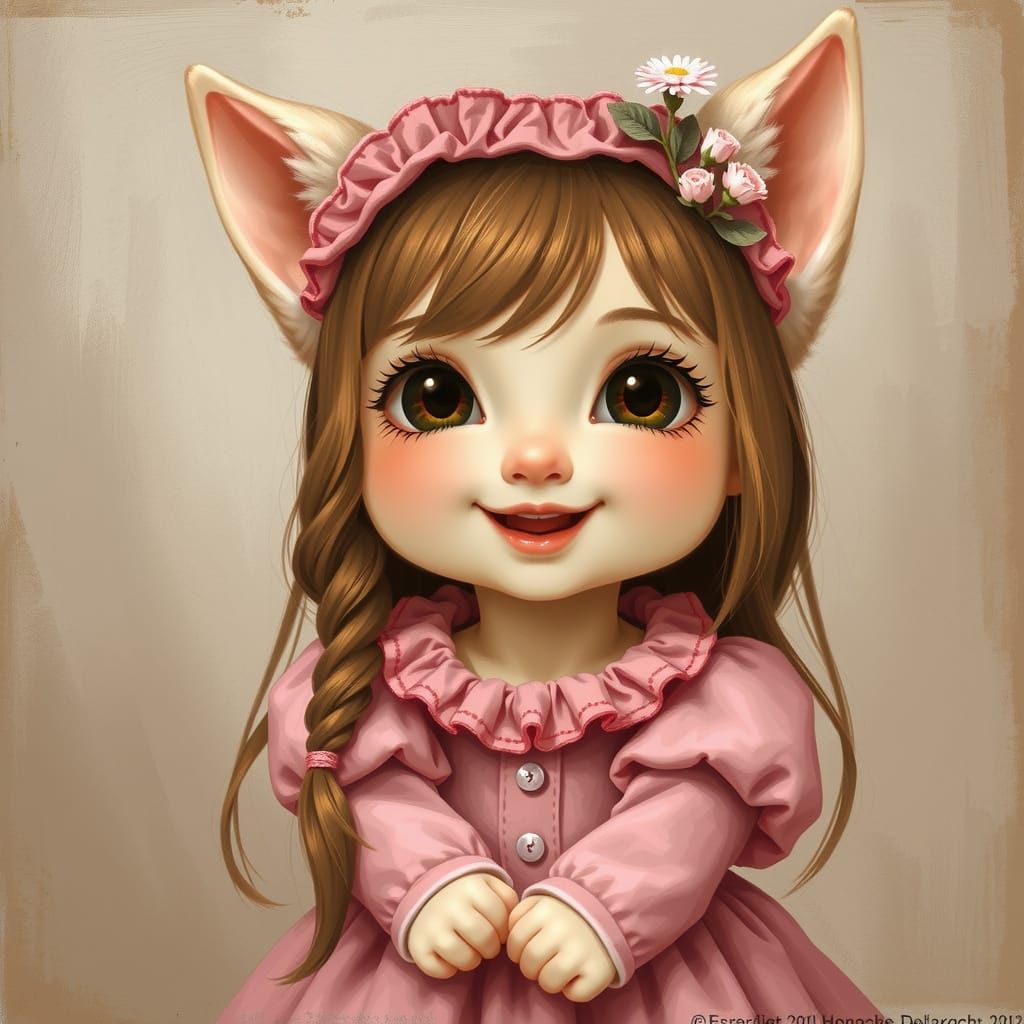 Surreal Cartoon Girl in Whimsical Gothic Style