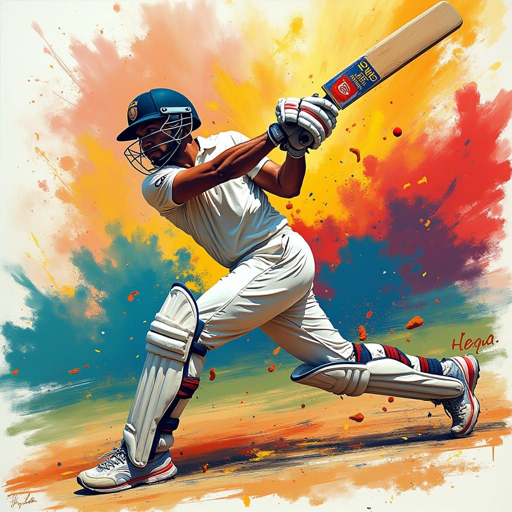 Athlete in Energetic Motion, a Vibrant Sports Art Piece