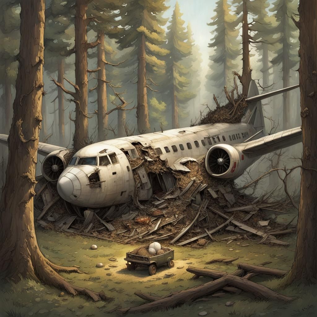 Crashed Plane Reclaimed by Nature, Sinister Art