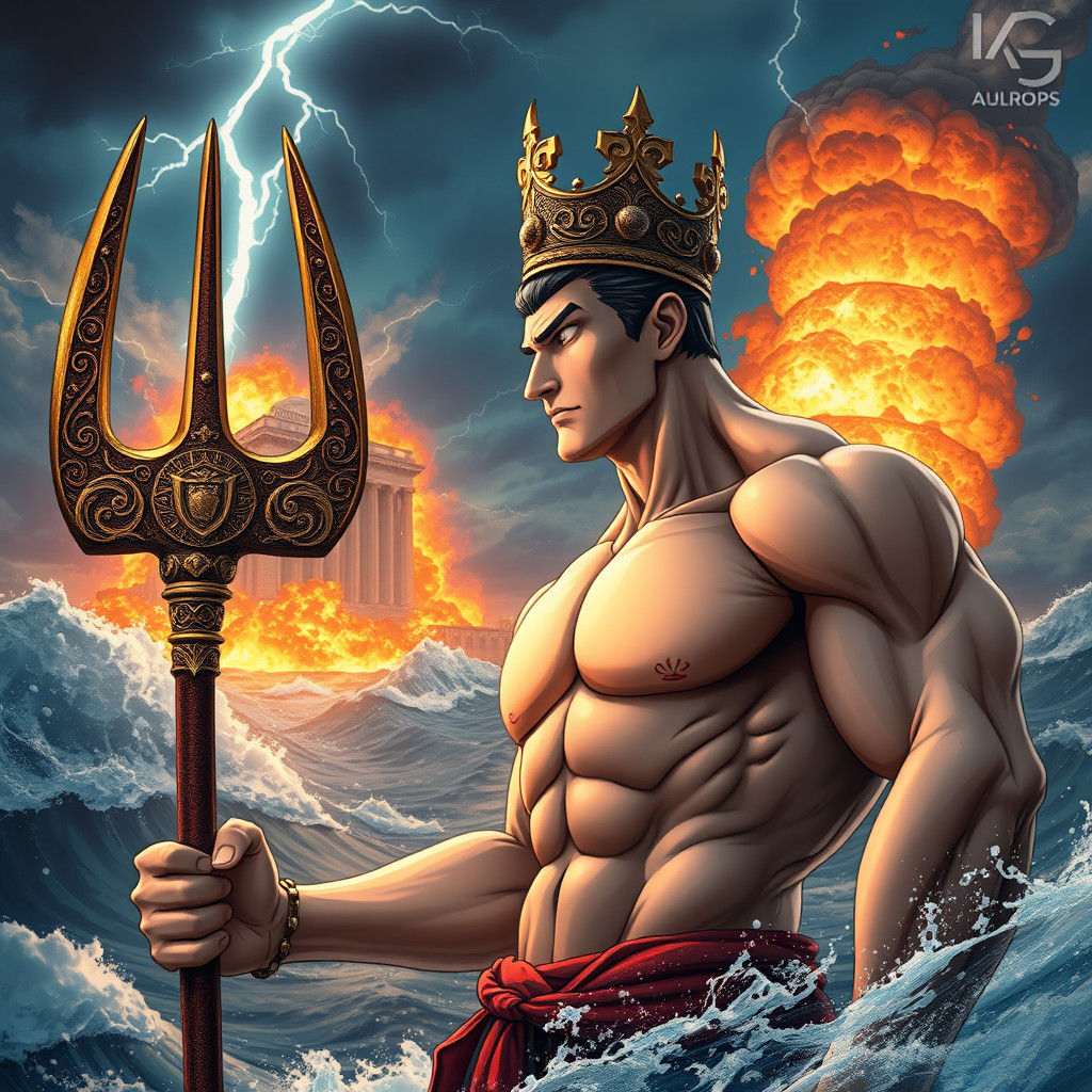 Ocean King Watches Explosions, Anime 3D Art