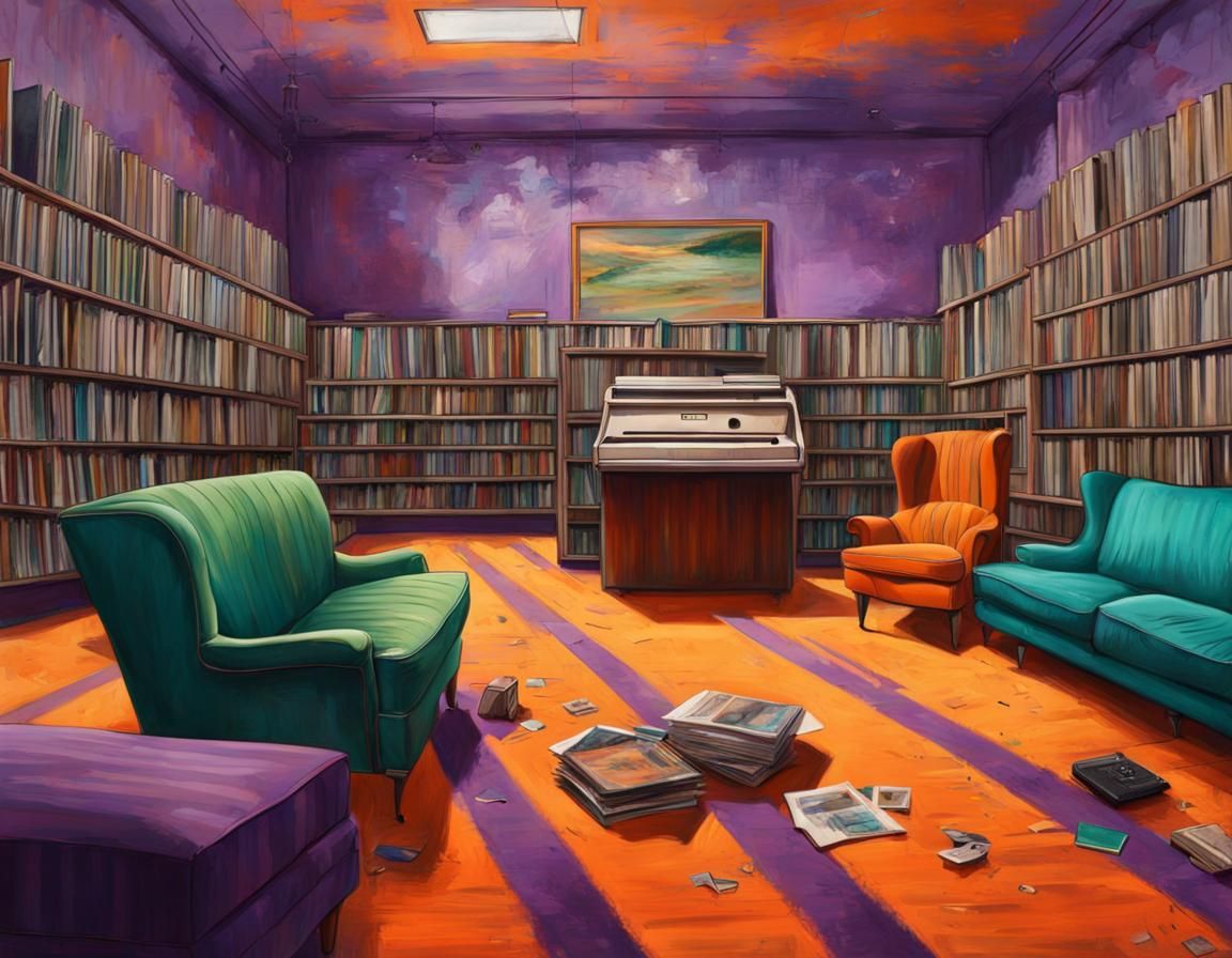 Abandoned Record Shop Interior in Detailed Digital Art