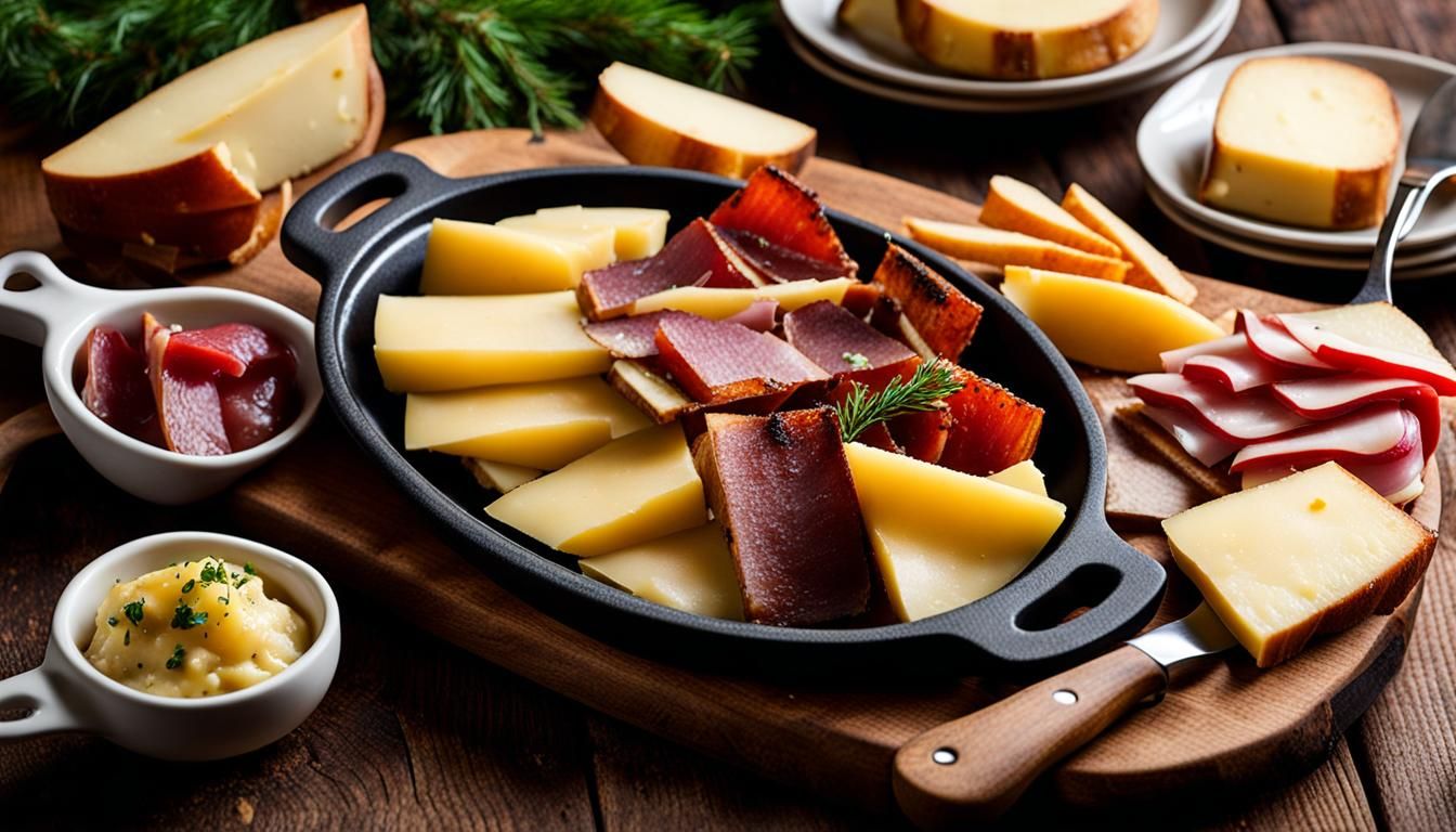 Hearty Swiss Raclette Board with Roasted Potatoes and Melted...
