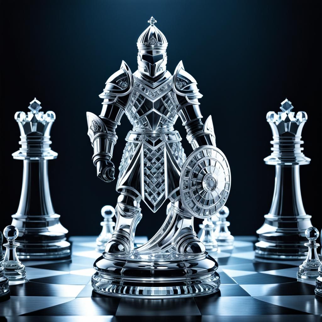 Crystal Chess Knight: Sci-Fi Fantasy Masterpiece