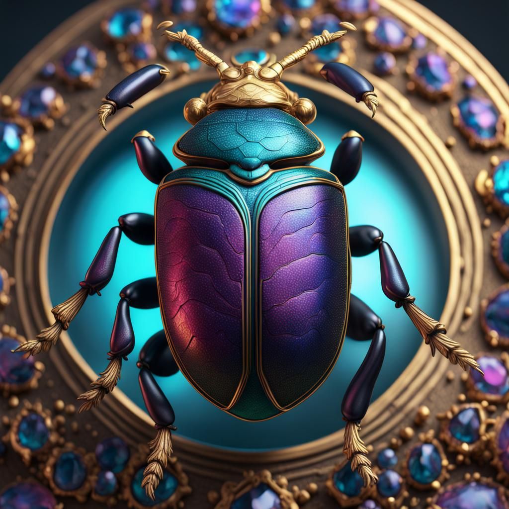 Jewel-Encrusted Scarab Beetle in Detailed Matte Painting