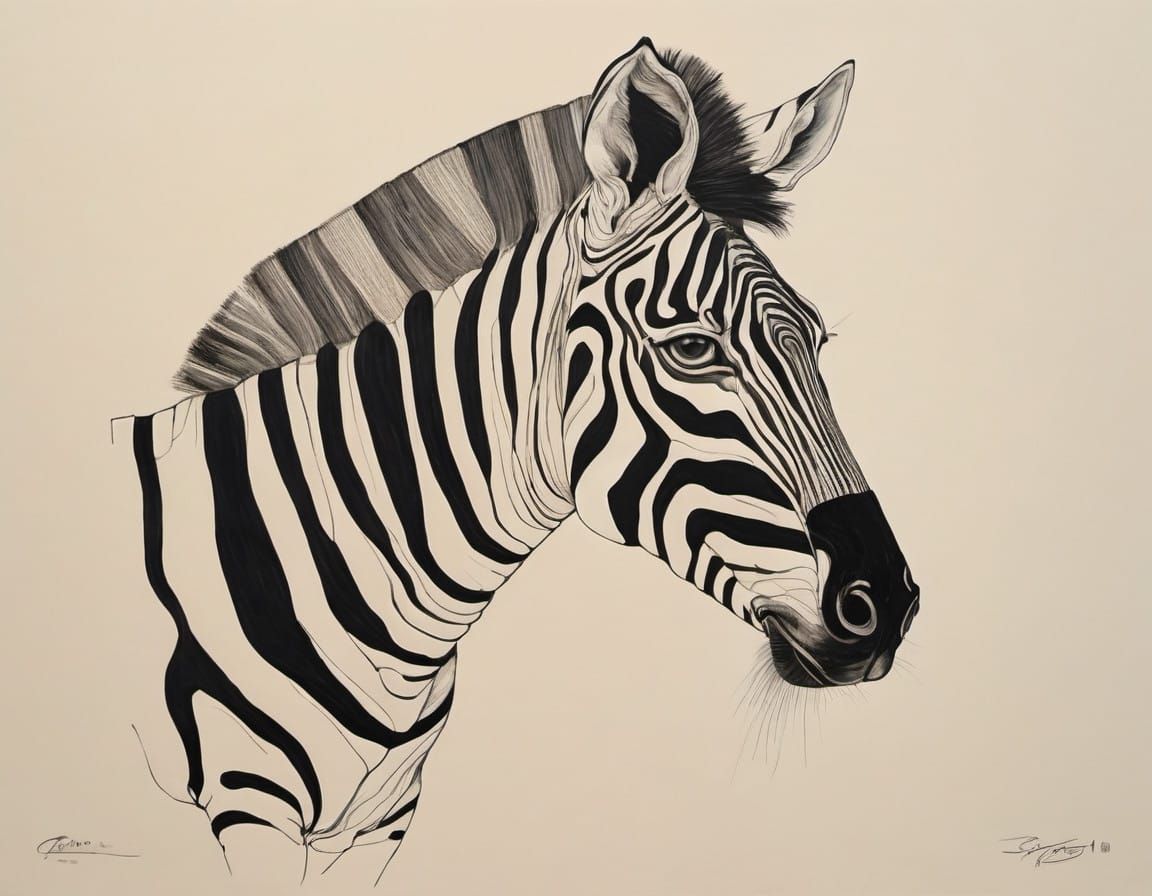 Surrealist Quagga Portrait in Abstract Art Style