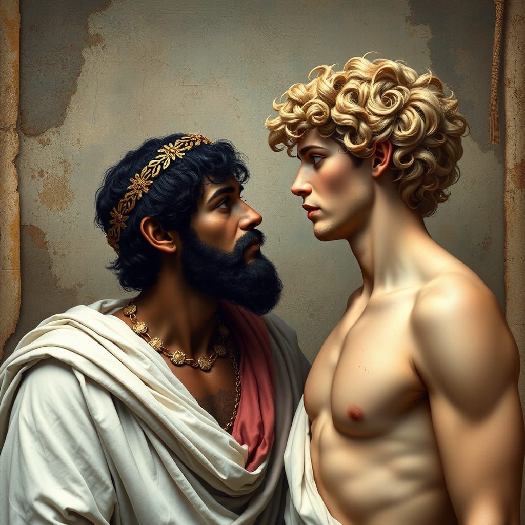 Hadrian and Antinous: Ancient Oil Painting in 8k