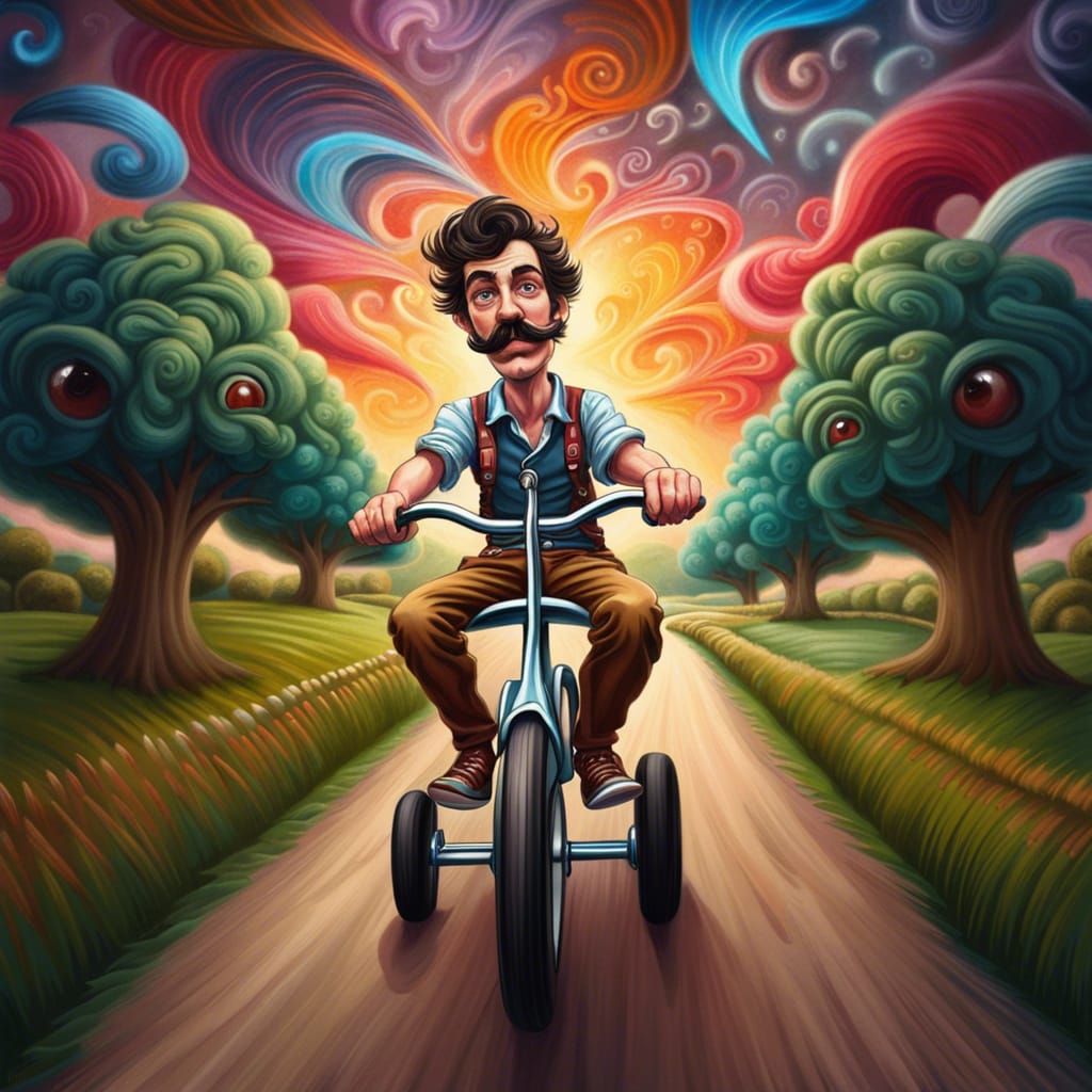 Tricycle Ride on Magical Road, Baroque Maximalist Style