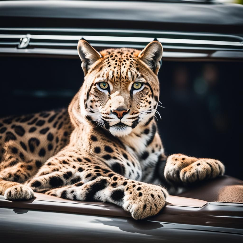 Lynx on Jaguar Car: Professional Photography