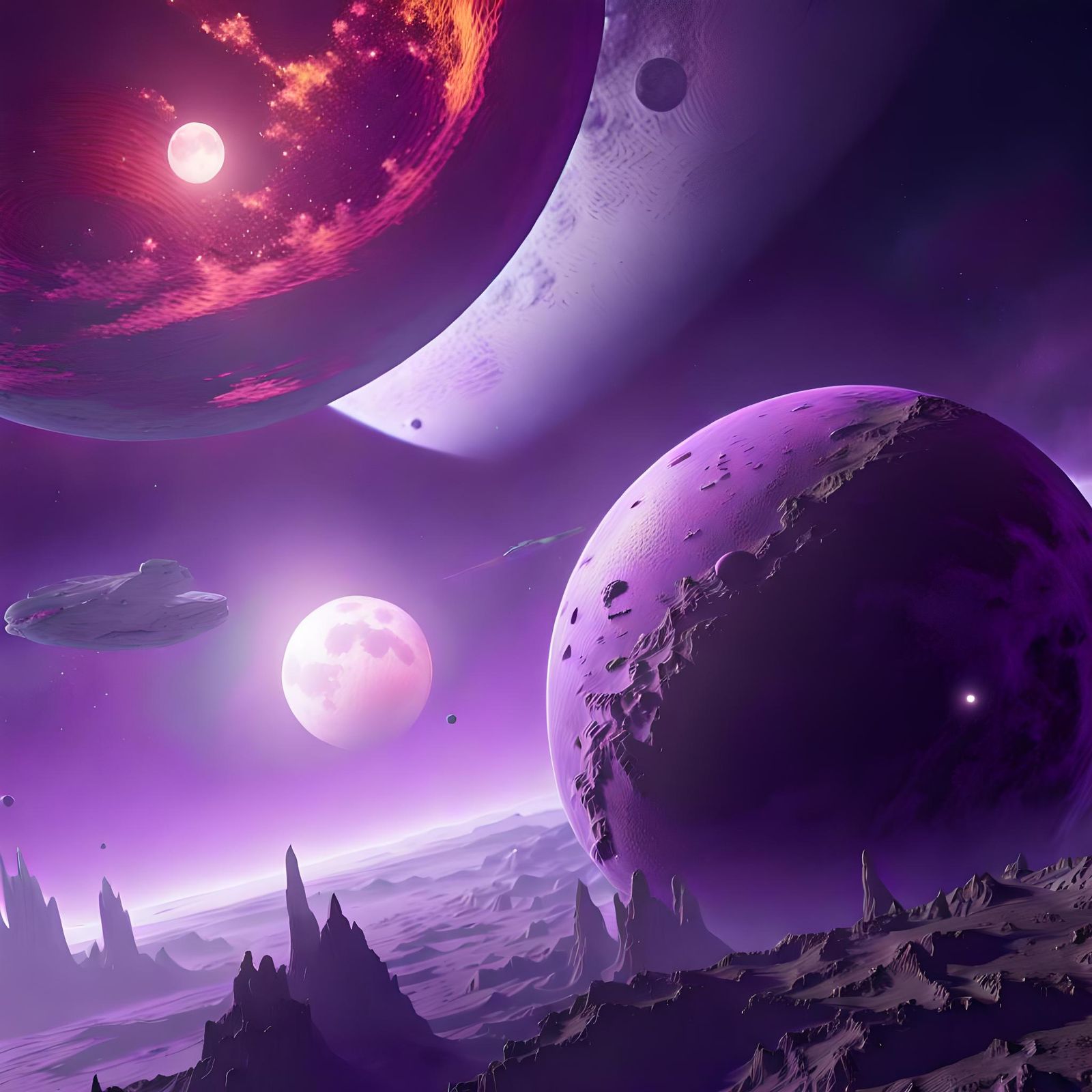 Purple Planet with Spacebase: Digital Art
