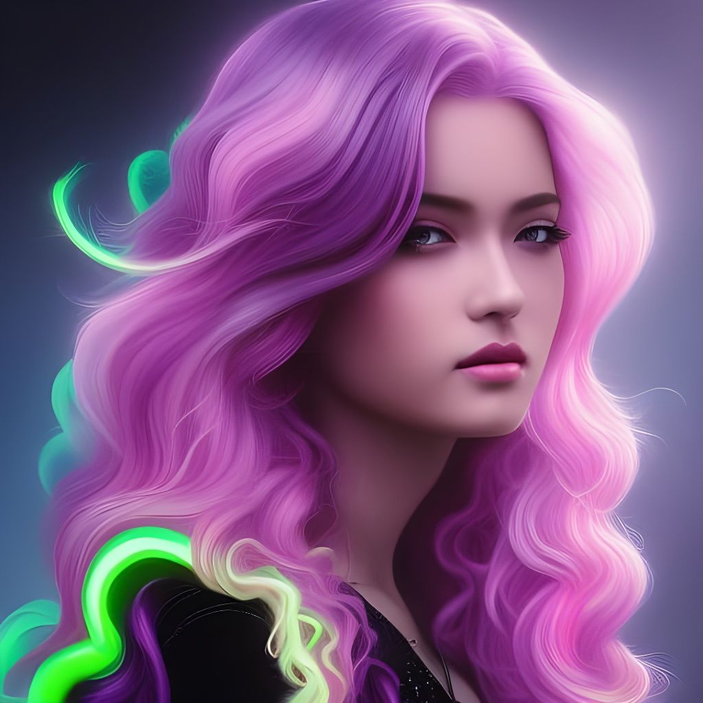 Neon Purple Hair Portrait in Noir Style