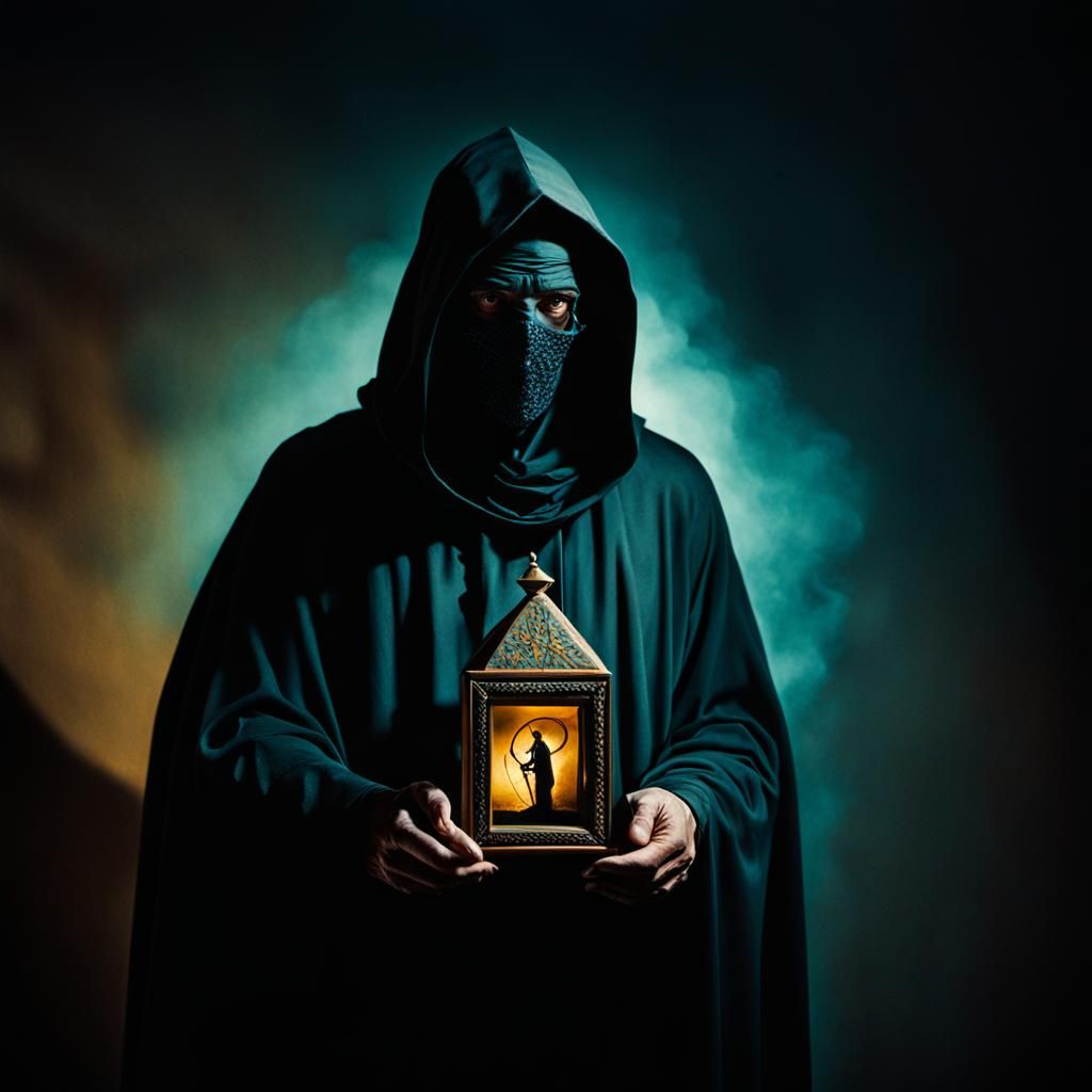 Mystical Man with Artifact in Surrealist Style