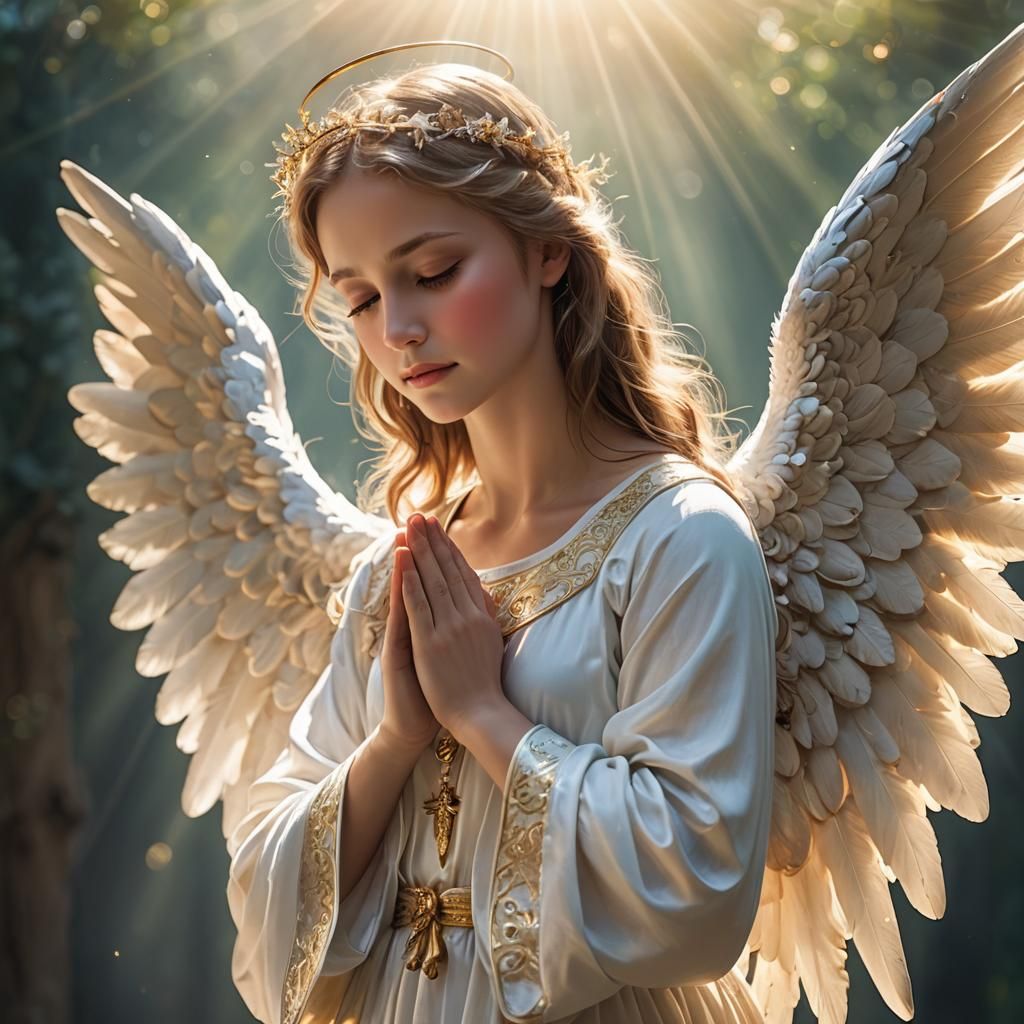 Praying Angel in Divine Light