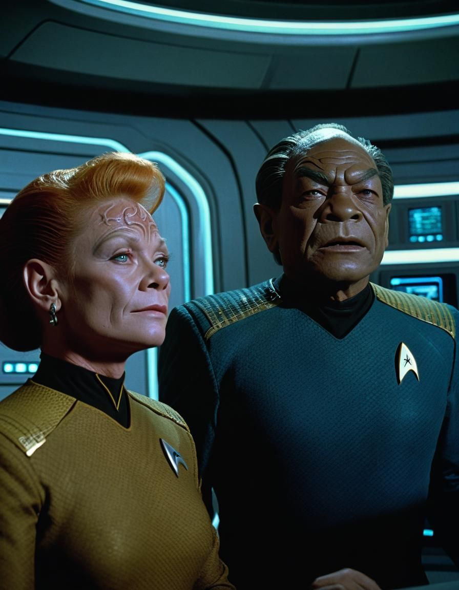 Star Trek Hybrid Character on Spaceship, Cinematic Still