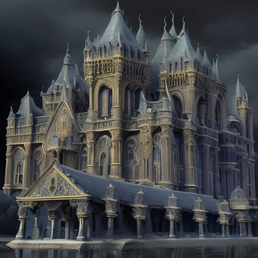 Majestic Romanesque Castle Ship in Vibrant Colors