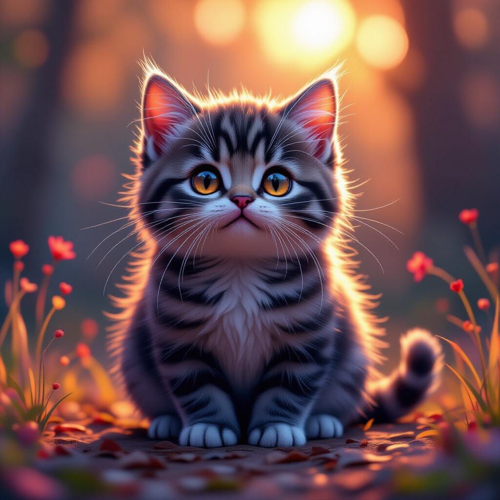 Adorable Spherical Cat in Detailed Matte Painting Style