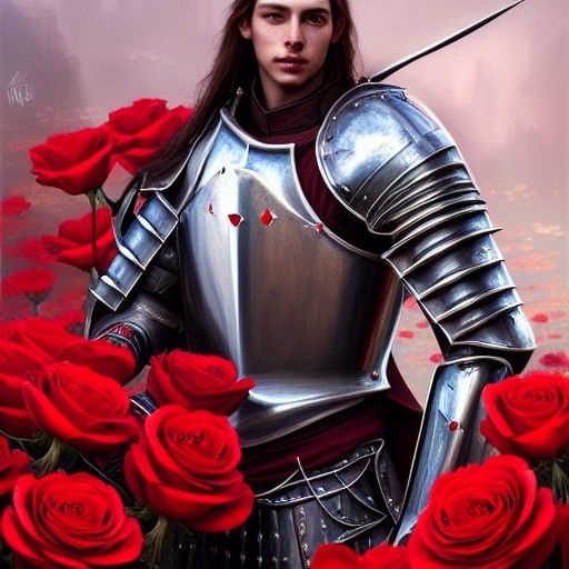 Rose Knight in Detailed Matte Painting Style