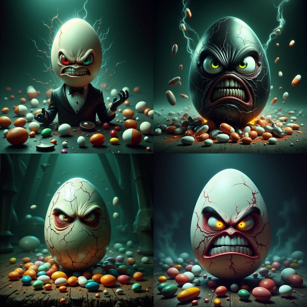 Angry Egg Morpheus in a Cyberpunk Matrix