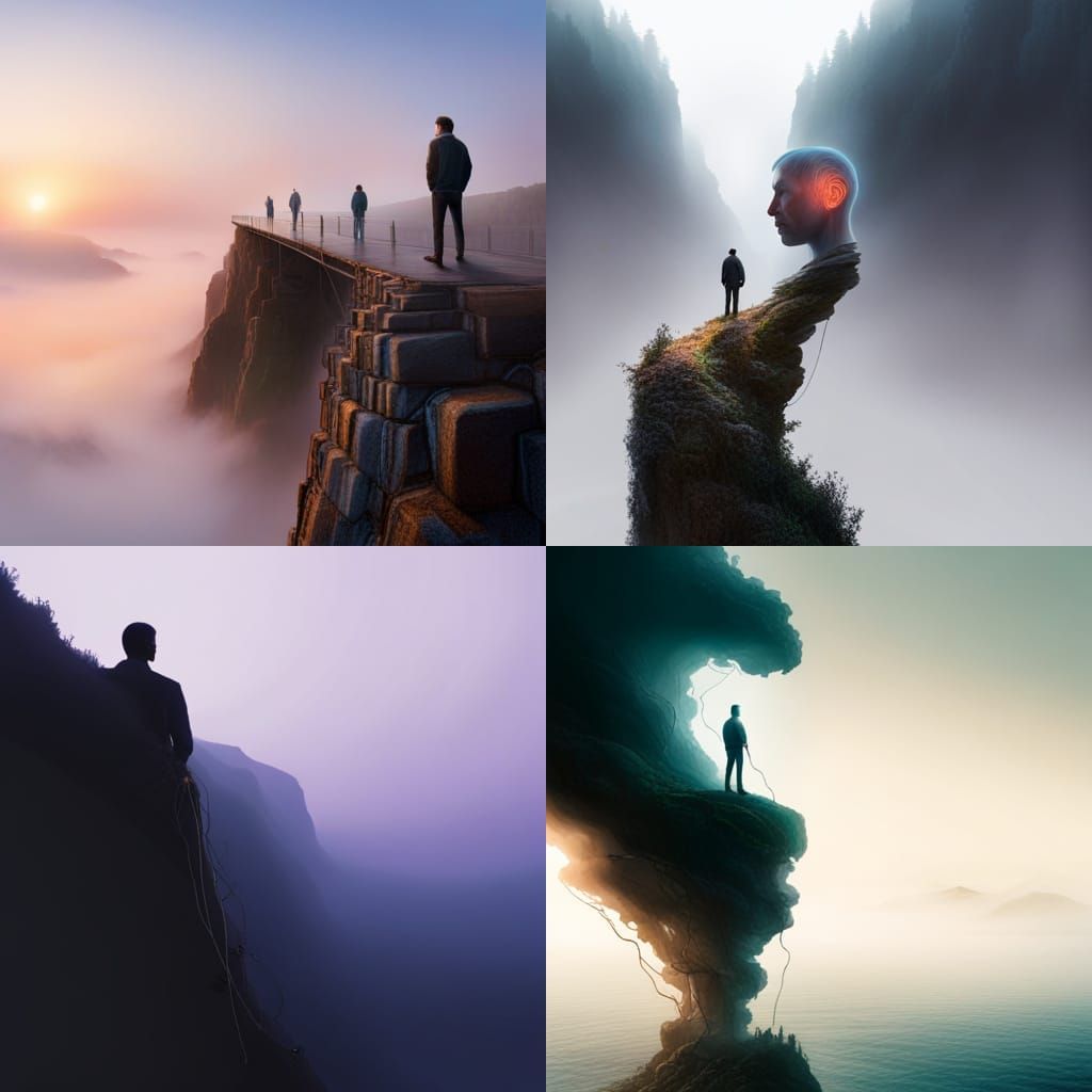 Hyperrealistic Giant Head in Fog, Concept Art