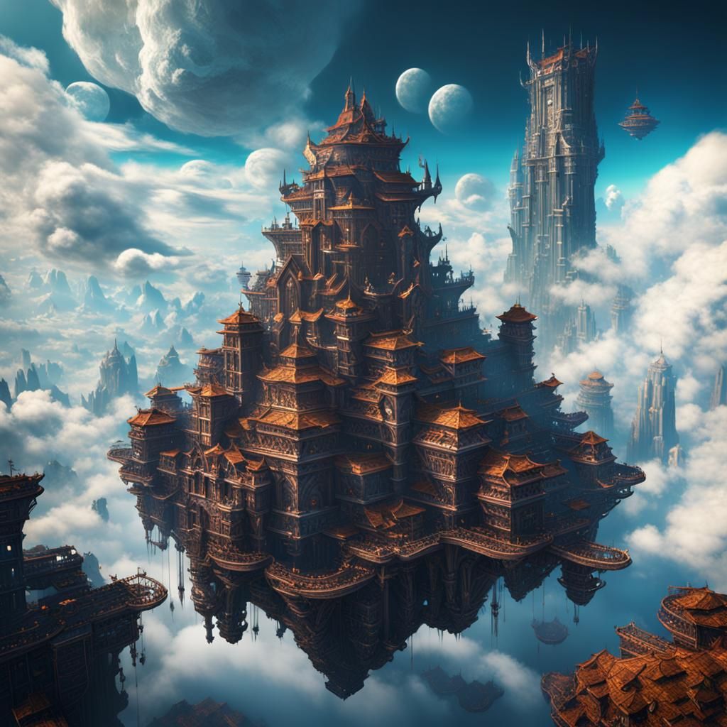 Fantastical Floating City in the Clouds
