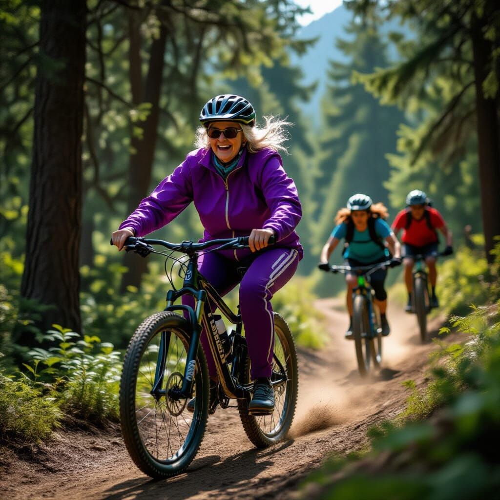 Grandmother's Thrilling Mountain Bike Adventure: Cinematic S...