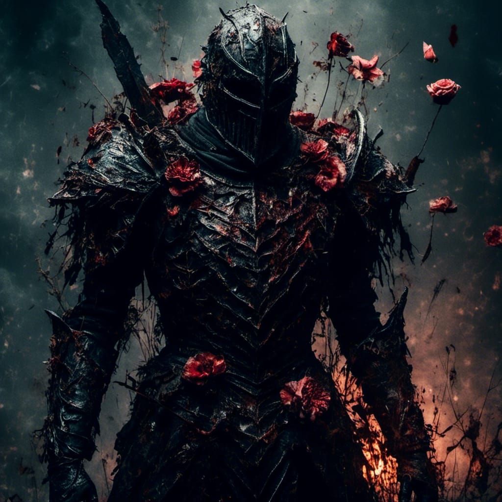 Dark Armored Knight in Macabre Style