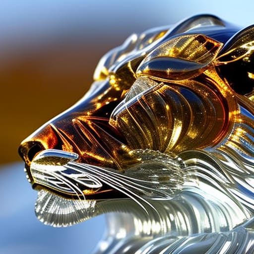 Crystal Lion Head: Murano Glass Art