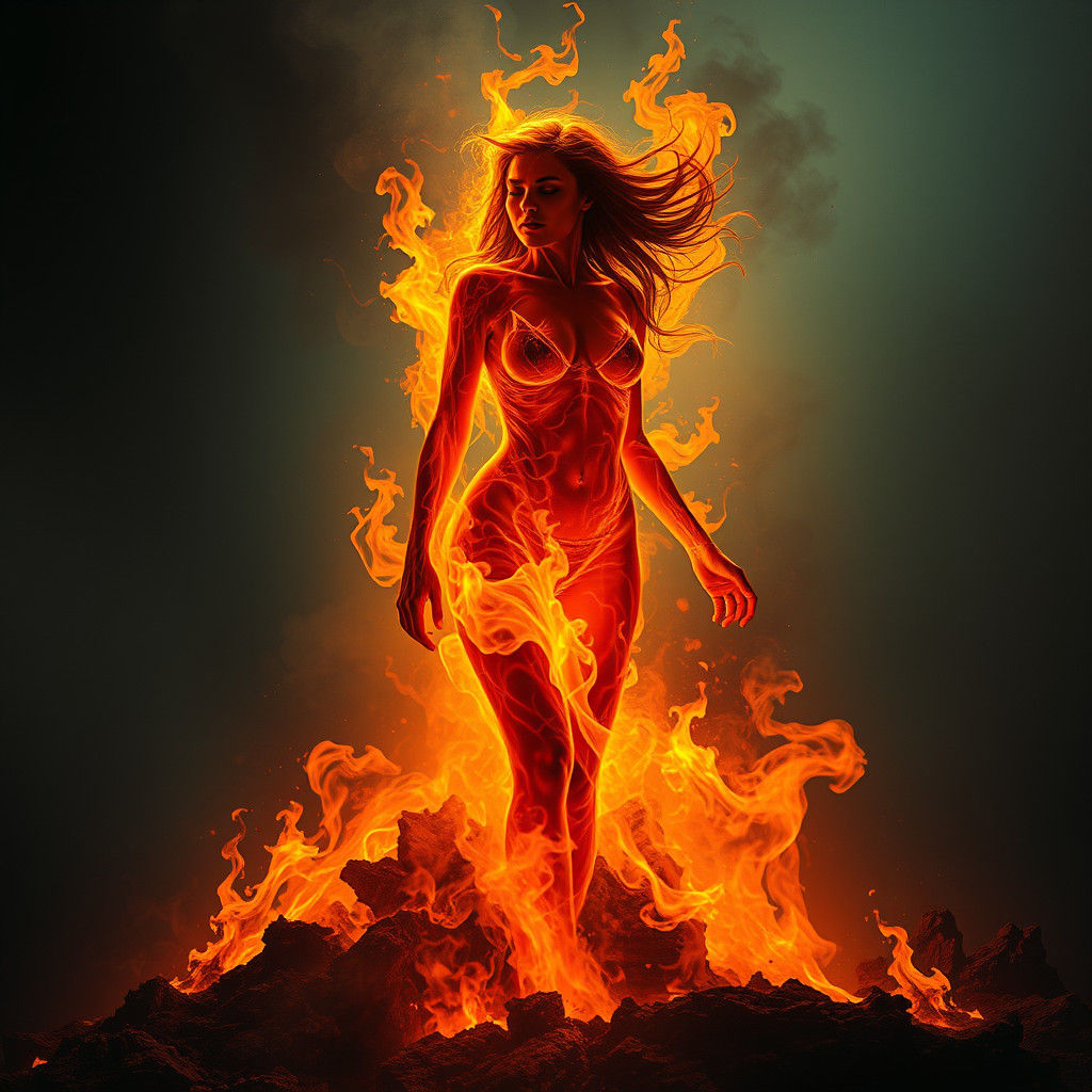 Inferno Woman: A Dark Fantasy Silhouette