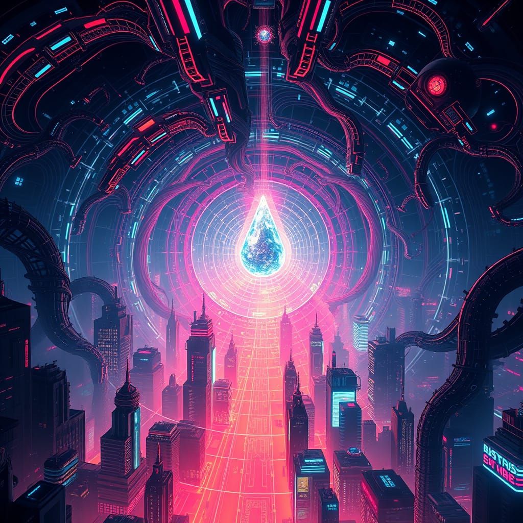 Stasis Corp's Timeless Cityscape: A Futuristic, Neon-Lit Rea...