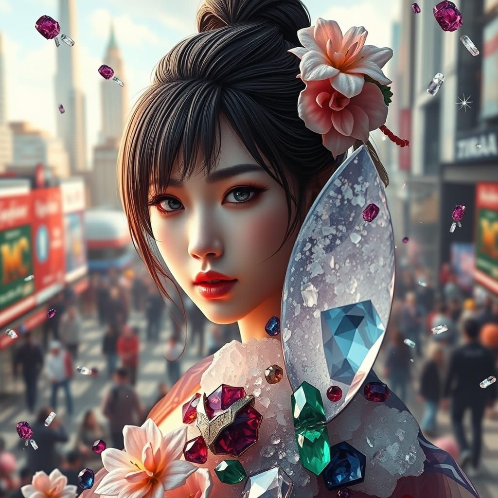 Yae Miko as High-Fashion Model in Floral Paradise