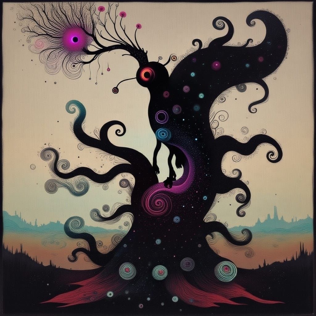 Dark Abstract Portrait with Muted Colors